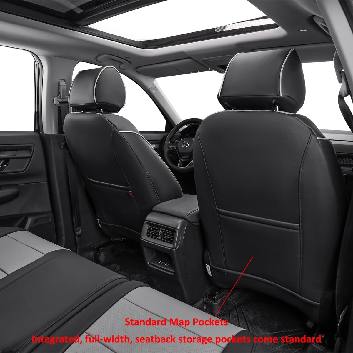 EKR Sportage Seat Covers Custom Fit for KIA Sportage EX,X-Line,SX,SX Prestige,X-pro,X-pro Prestige 2023 2024 2025 2026 Leather Car Seat Cover Full Set - Faux Leather (Black/Gray)