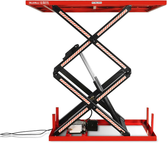 2200 lbs Capacity Stationary Powered Hydraulic Double Scissor Lift Table,86.6" x 51.2" Platform,94.5" Lift Height, UL Certified Moto,Model ELTD22L