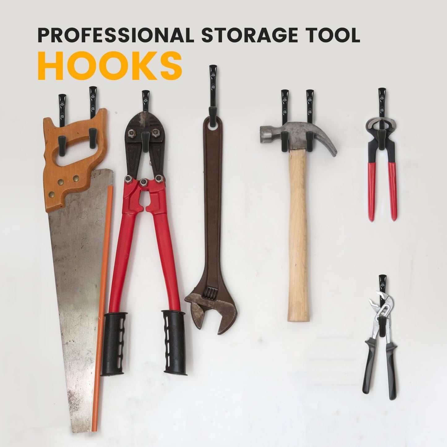 8-Pack Heavy Duty Garage Hook for Hanging 50 lbs, J Utility Hooks for Garage, Metal Wall Hooks Heavy Duty, Garage Hook for Hanging, Black