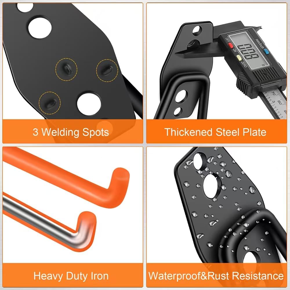 Garage Hooks Pack of 12, Garage Storage System Hooks for Hanging Ladders, Bicycles, Power Tools and More Tools
