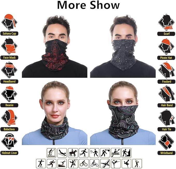 Headband Neck Gaiter Head Wrap Headwear Face Mask Magic Scarf Bandana for Men and Women