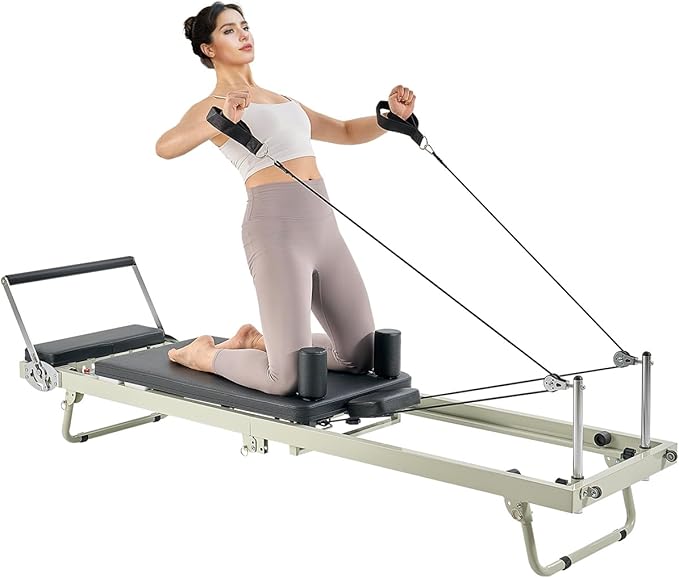 VEVOR Pilates Reformer Machine, Pilates Workout Equipment for Home Gym Studio Use, Pilates Bed with Dual Resistance- Spring & Cord, Reformer Set, Up to 400 LBS