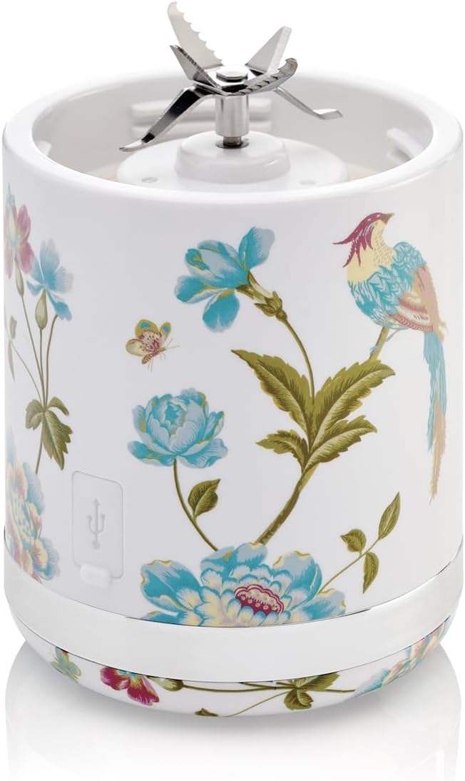 Laura Ashley Portable Blender for Smoothies by VQ - Compact, Powerful & Easy to use USB Rechargeable Mini Blender for Shakes and Smoothies with 450 mL Bottle - Smoothie Blender for Kitchen/Gym/Travel