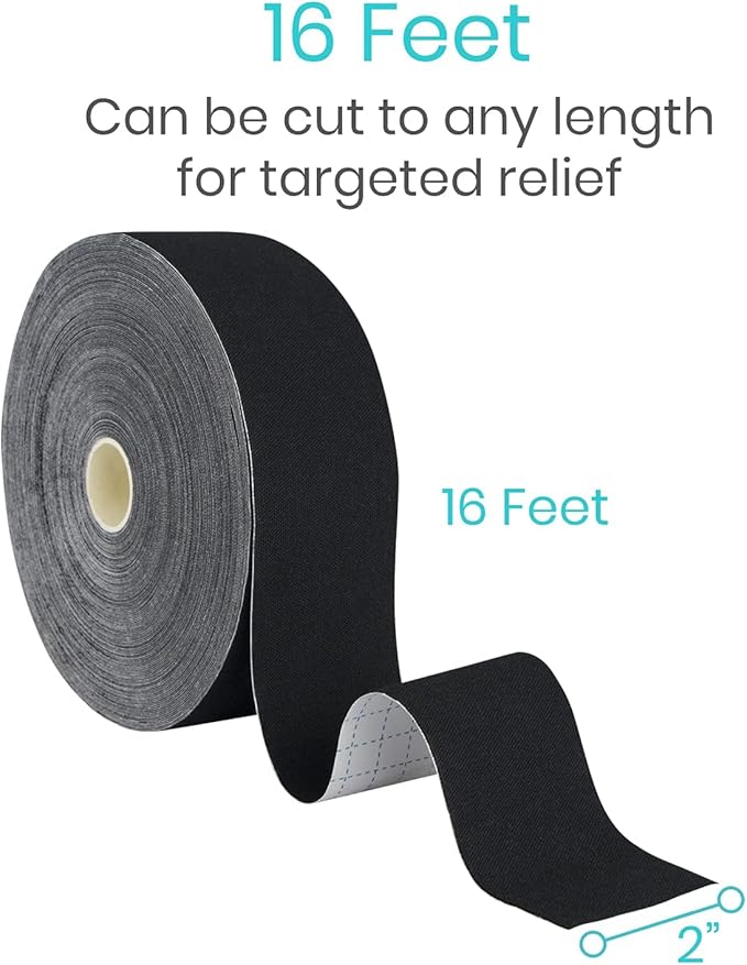 Vive Kinesiology Tape (16.4 Feet) - Therapeutic Athletic Support Tape - Uncut Kensio Roll - Muscle and Joint Recovery for Shoulder, Back, Knee, Elbow and Ankle Pain Relief - Waterproof for Sports