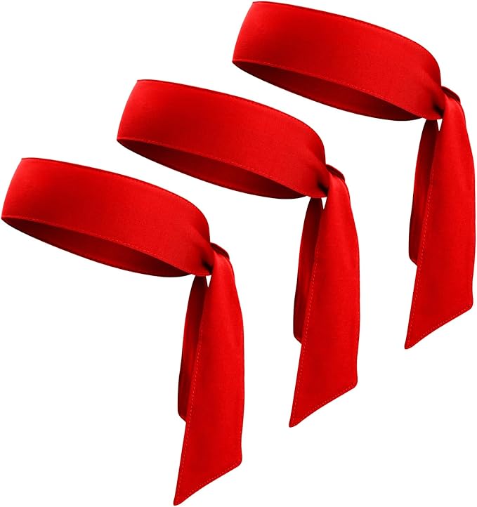 Head Ties Headband Sports Sweatband for Men Women, 3 Pack Adjustable Ninja Headband Karate Tie Back Sweat Wicking Workout Head Band for Basketball, Running, Tennis, Athletics