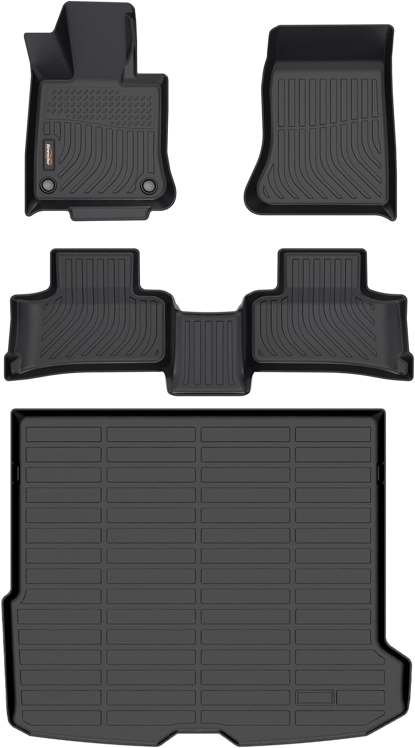 Custom Floor Mats and Cargo Liner Set for 2023-2025 Mercedes Benz GLC 300/350e/43 AMG - TPE All Weather Guard Black Car Mats and Trunk Liners Accessories