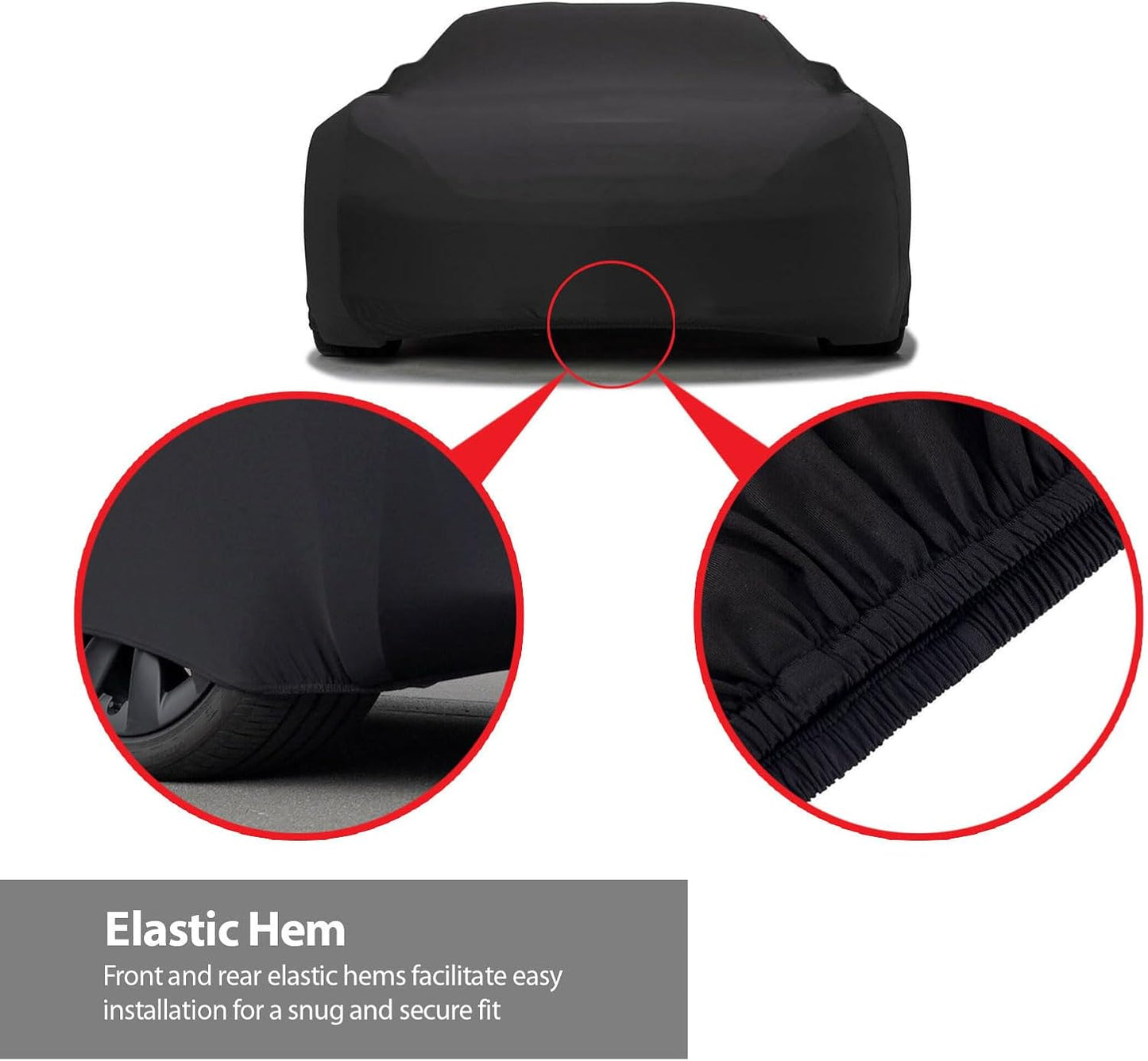 DaShield SoftTec Indoor Stretch Satin Car Cover for Hyundai Elantra 2021-2025 Sedan 4-Door Elastic Flexible High-end Luxury Dust-Proof Protection, Car Show, Underground Garage, Black