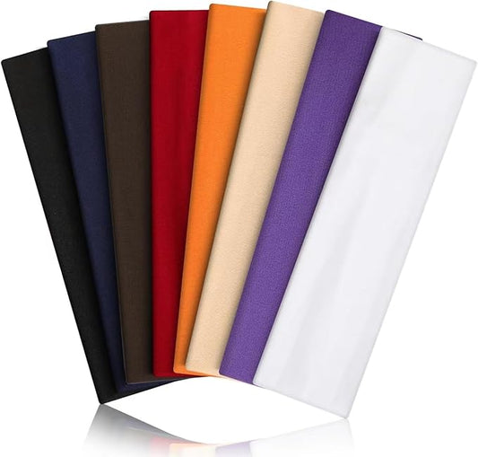 8PCS Summer-Exclusive Non Slip Sports Elastic Soft Running Fashion Headbands Absorb Sweat for Women & Men Working Out, Travel