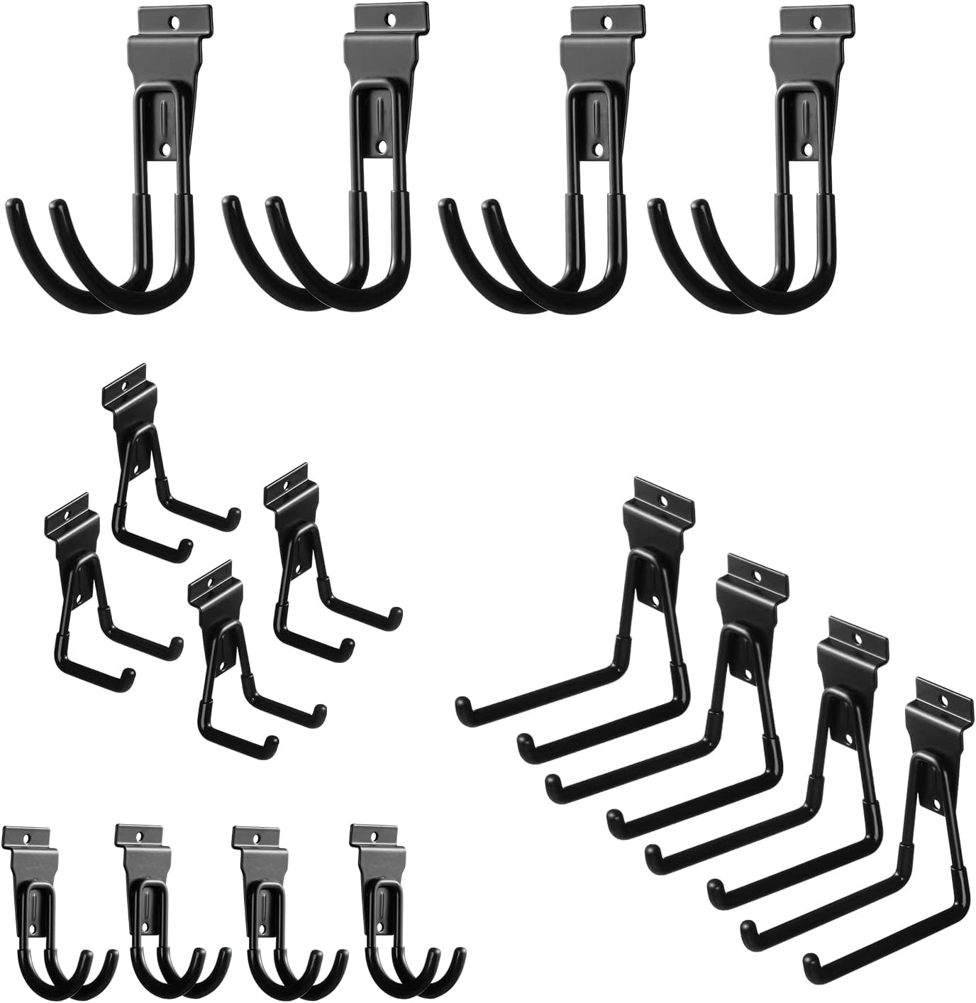 Slat Wall Hanging Hooks, Slatwall Accessories, Slatwall Hooks Assortment, Slat Wall Accessories, Heavy Duty Garage Slatwall Hooks and Hangers,16Pack(Black)
