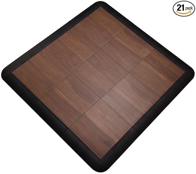 Big Floors 3X3DKMAPLEFLOOR Interlocking Lightweight Plastic Modular Dance Floor Kit (3' x 3'), Dark Maple, 21 Piece