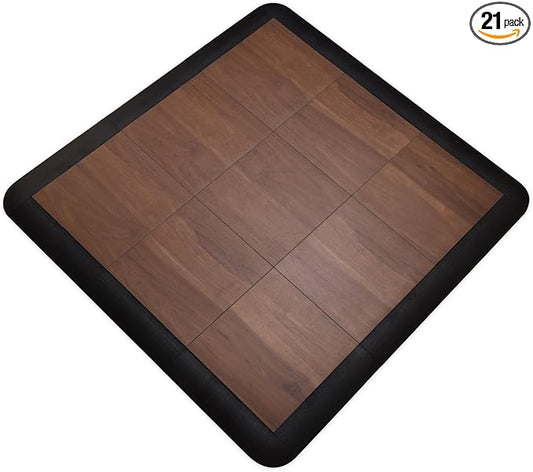 Big Floors 3X3DKMAPLEFLOOR Interlocking Lightweight Plastic Modular Dance Floor Kit (3' x 3'), Dark Maple, 21 Piece