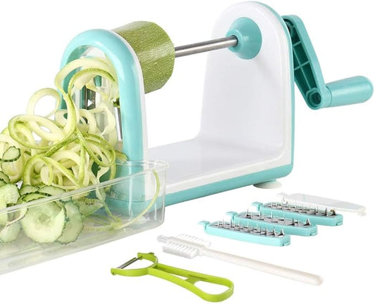 Ourokhome Zucchini Noodle Maker Spaghetti Spiralizer - 5 Blades Vegetable Slicer for Veggie Noodles and Curly Chips