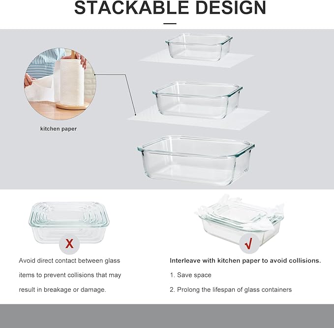 Glass Food Storage Containers with Lids Airtight, Glass Meal Prep Containers for Lunch, Glass Container Set, BPA Free（20 Pieces）