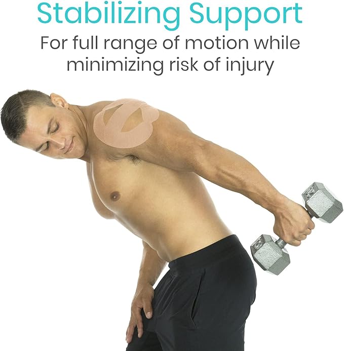 Vive Kinesiology Tape (105 Feet) - Therapeutic Athletic Support Tape - Uncut Kensio Roll - Muscle and Joint Recovery for Shoulder, Back, Knee, Elbow and Ankle Pain Relief - Waterproof for Sports