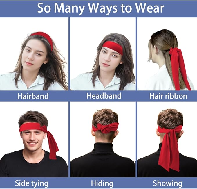Sport Tie Headbands Tennis Head Tie for Men Women Sports Fans Ninja Soccer Basketball Teams Head Ties Halloween