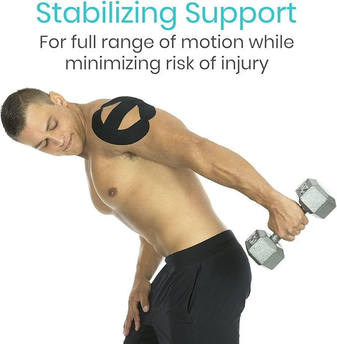 Vive Kinesiology Tape (16.4 Feet) - Therapeutic Athletic Support Tape - Uncut Kensio Roll - Muscle and Joint Recovery for Shoulder, Back, Knee, Elbow and Ankle Pain Relief - Waterproof for Sports