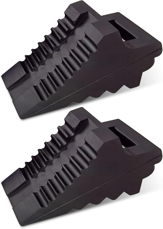 ROBLOCK Solid Rubber Wheel Chocks Heavy Duty Trailer Chock, G.V.W. Up to 4T, 2 Pack Black, 8.6" L x 3.7 W x 4.7" H for Car, Travel Trailers, RV, Truck, and ATV, for All Weather Use