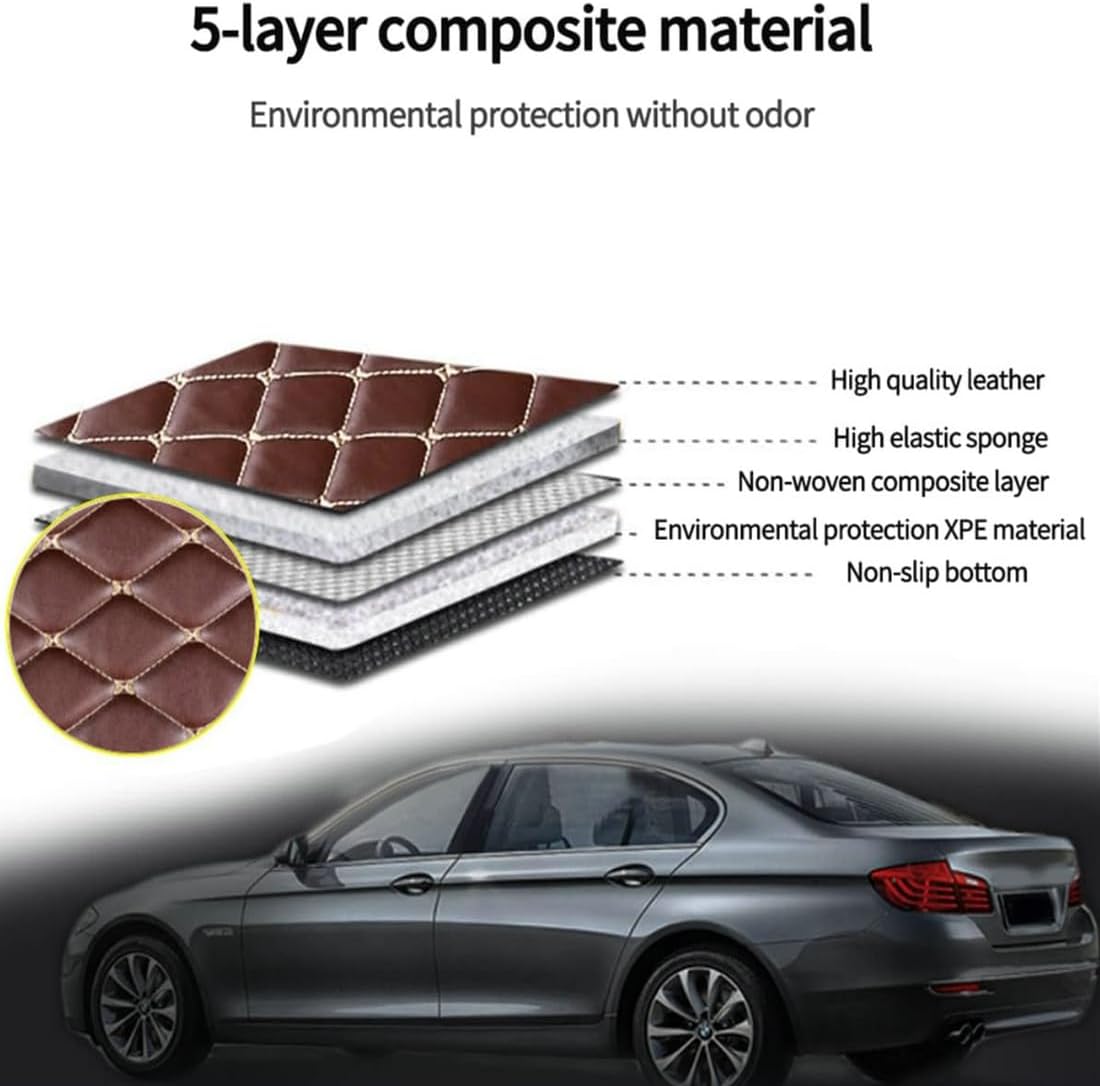 Custom Personalized Floor Mats for Cars，Luxury Full Coverage All Car Floor Mats，Anti-Slip Leather Car Mat Set ，Custom Floor Mats for 99% of Cars, Trucks & SUVs. (Grey and Black)