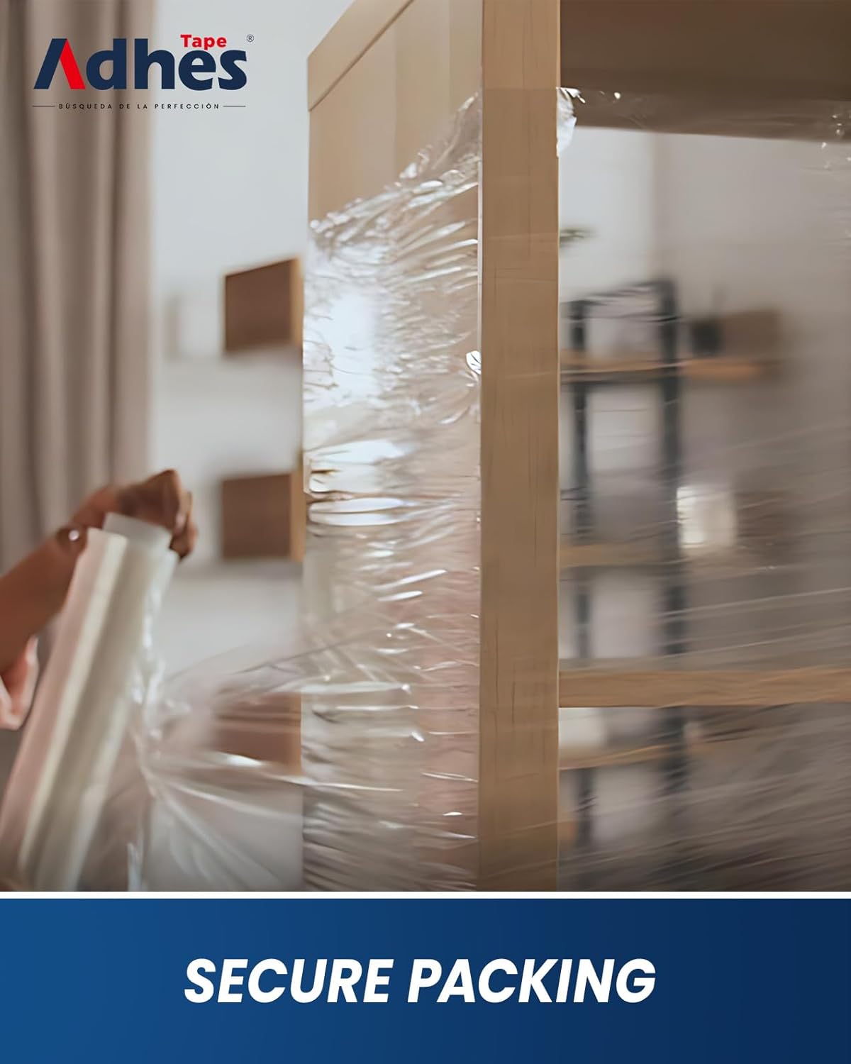 ADHES Heavy Duty Shrink Wrap Roll, 18 Inch x 1500 Feet, 4-Pack Stretch Wrap Stretch Film, 80 Gauge Industrial Strength Plastic Moving Rrap for Pallet Wrap, Furniture Wrapping Moving & Protection