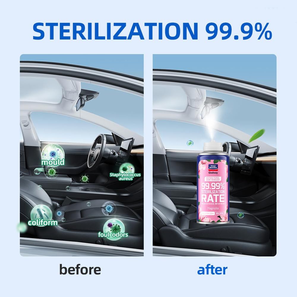 Glodway Whole Car Air Refresher Spray,Odor Eliminator Eliminates Strong Vehicle Odors,Magnolia Scent-6 Ounce Spray Bottle (Plack of 3)