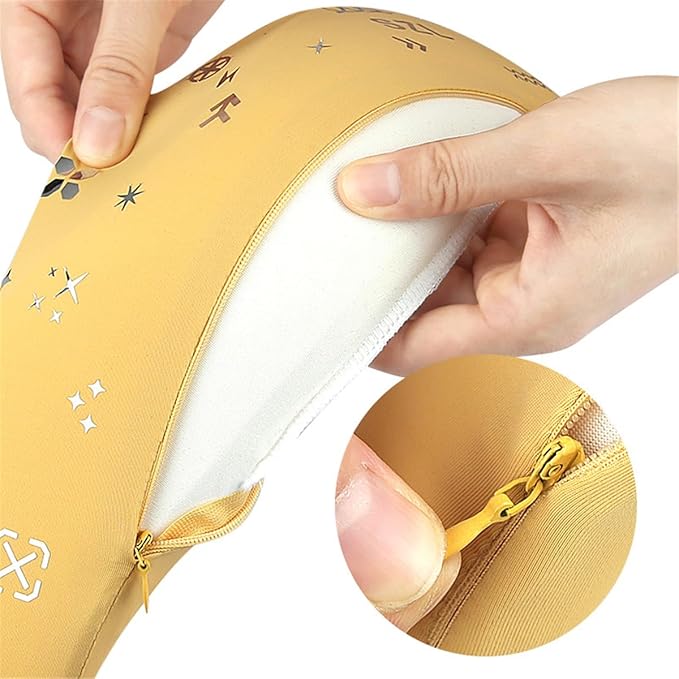 Neck Brace, Soft Memory Foam Cervical Collar Universal Neck Support Brace for Sleeping, Portable Neck Traction Equipment Forward Head Neck Posture Corrector for Women Men Spine Pressure (Yellow)