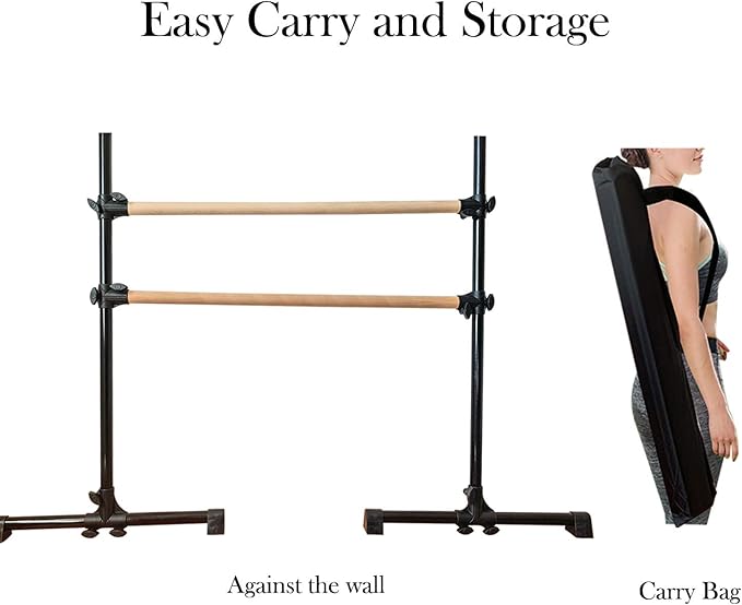 4 Ft Portable Wood Ballet Barre Ballet Bar Dance Barre Freestanding with Carry Bag
