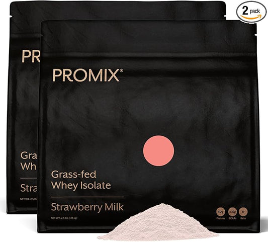 ProMix Nutrition Whey Protein Isolate Powder, 31g Grass Fed Whey Isolate, 6.6g BCAAs, Gluten Free, Keto Friendly, Strawberry, 5lb