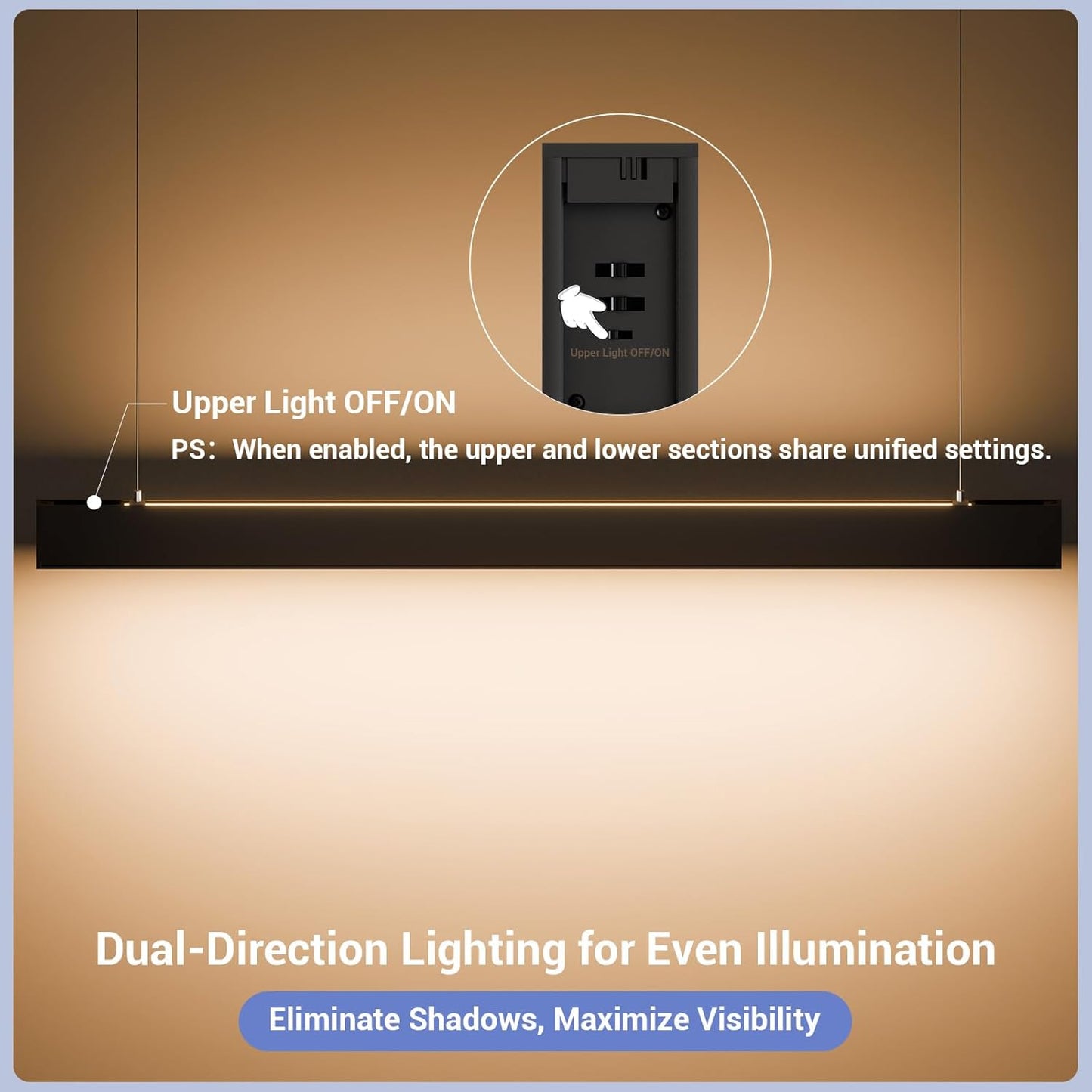 4FT LED Linear Light,50/45/40/35/30W Up and Down Light, 3000/4000/5000K CCT,Commercial and Residential Linear Lights Fixture for Office,Pendant Lights for Home,Shop,Garage,School-2Pack