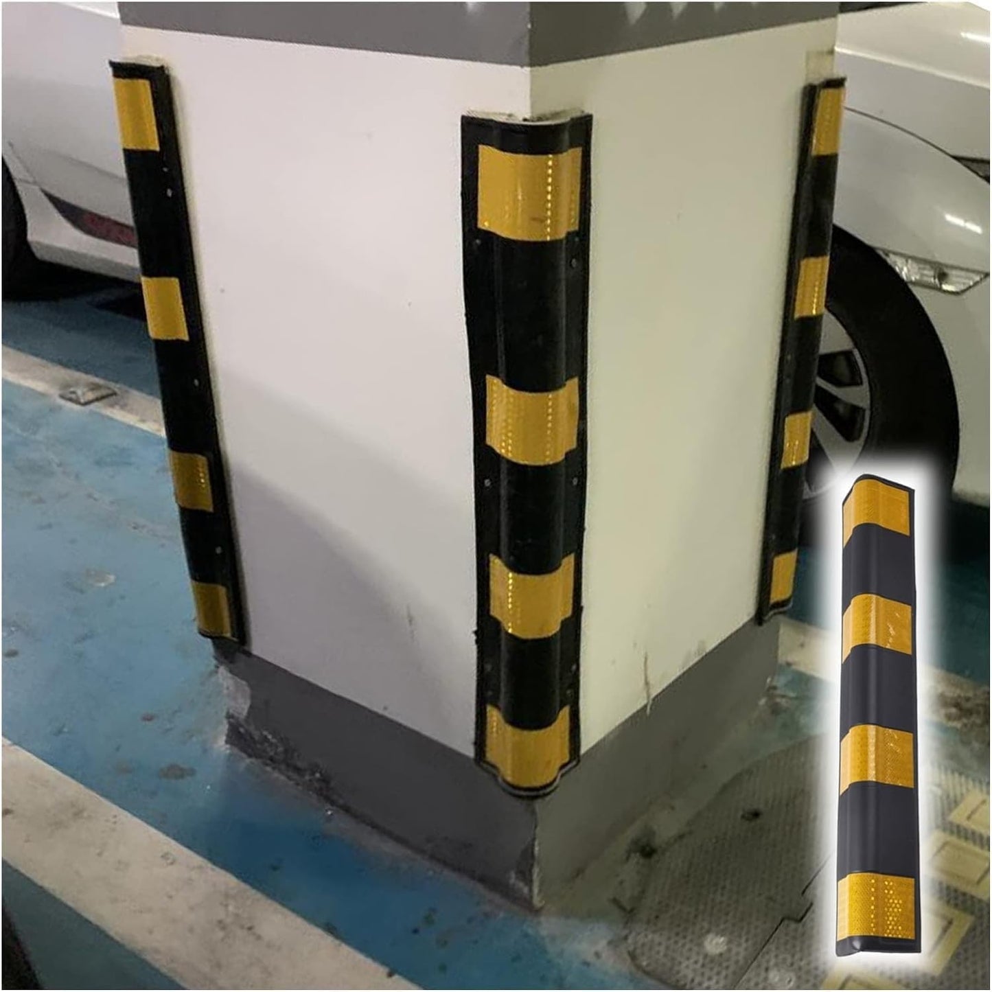 Workshop Rubber Protector, Reflective Floor Garage Edge Corner Guard, 1cm Thick