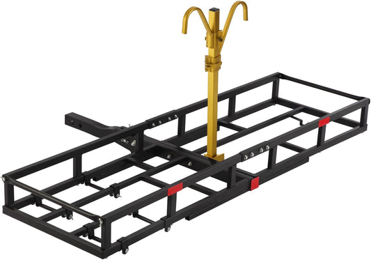 Hitch-Mount Bike Rack for Ebike Heavy-Duty - Comes with Cargo Carrier Fits 2 Electric Fat-Tire Mountain Bicycles Fits 2" Receiver for Car Trailer SUV Truck RV Minivan (Gold)