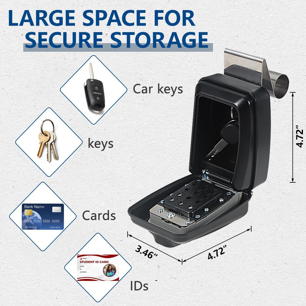 Car Window Lock Box for Turo, Portable Lockbox for Car Keys with Key Labeling Tag, Car Key Lock Box Fit for Ride Share, Turo, GetAround, Large Capacity, Protective Cover, Weather Protection