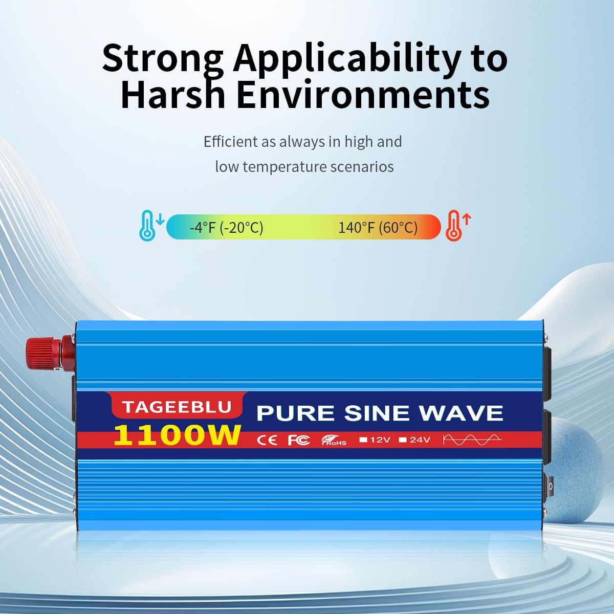 1100 Watt Pure Sine Wave Inverter, Solar Power Inverter, 12V DC to 110V AC Converter for RV, Home, Truck, Coffee Maker, Washer, TV, Fridge, Solar Power Pack with 2 AC Outlets and LCD Display