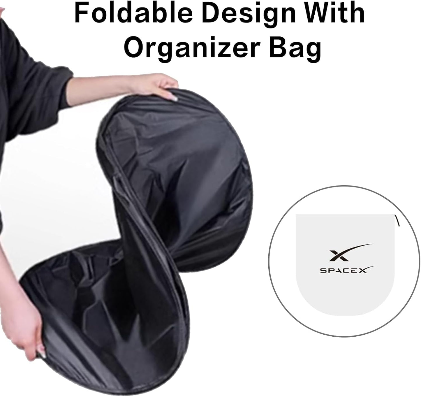 300T Sunshade for Tesla Model Y Model 3, Car Accessories 2025 for Tesla, Front Window Sunshade with Organizer Bag, Gifts for Tesla Owners (Red)