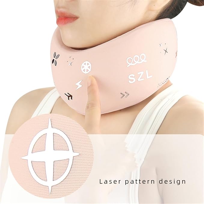 Neck Brace, Soft Memory Foam Cervical Collar Universal Neck Support Brace for Sleeping, Portable Neck Traction Equipment Forward Head Neck Posture Corrector for Women Men Spine Pressure (Pink)
