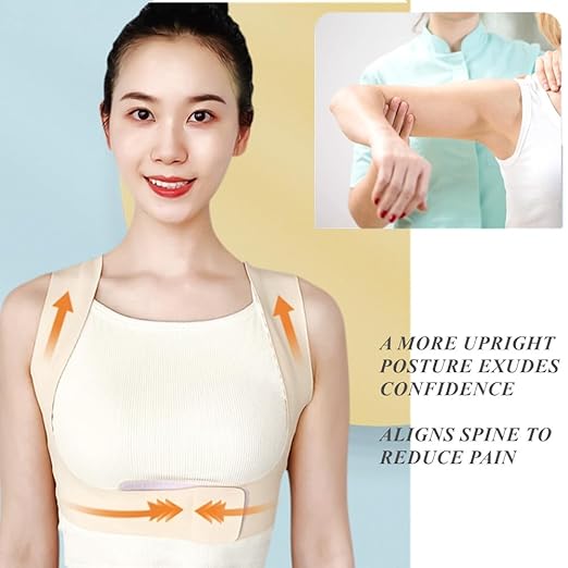 WEEOATAR Posture Corrector,Upper Back Brace Easy to Use,Highly Elastic Posture Trainer,Adjustable Back Straightener Brace,Posture Corrector Strap for Adults and Kids(Yellow,L)