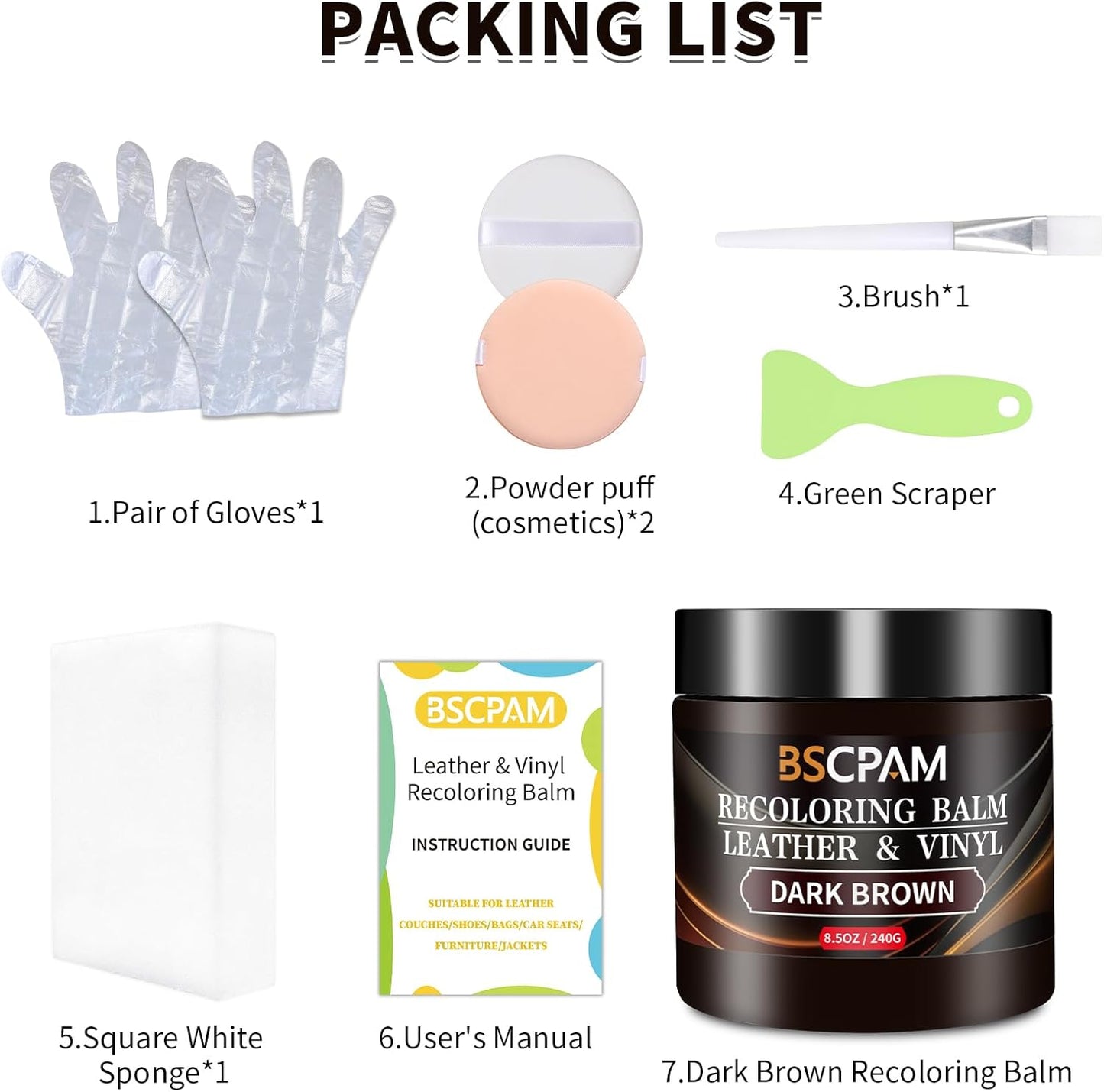 Dark Brown Leather Recoloring Balm,Leather Couch Scratch/Stain Remover,Leather Repair kit for Vinyl Furniture and Car Interior,Leather Dye Paint for Scratched and Faded Leather Couches