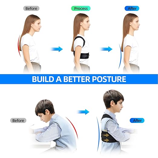 Lexniush Posture Corrector for Kids Teenagers, Updated Adjustable Upper Back Posture Brace for Boys/Girls, Breathable Back Support Braces for Scoliosis, Hunchback, Pain Relief, Spine Corrector, S