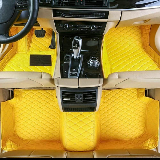 Custom Car Floor Mat Compatible with BMW Mercedes-Benz Toyota Cadillac Lexus Honda Infiniti Nissan Hyundai Kia Audi All Models Cars Sedans SUVs Automotive Mats (Yellow)