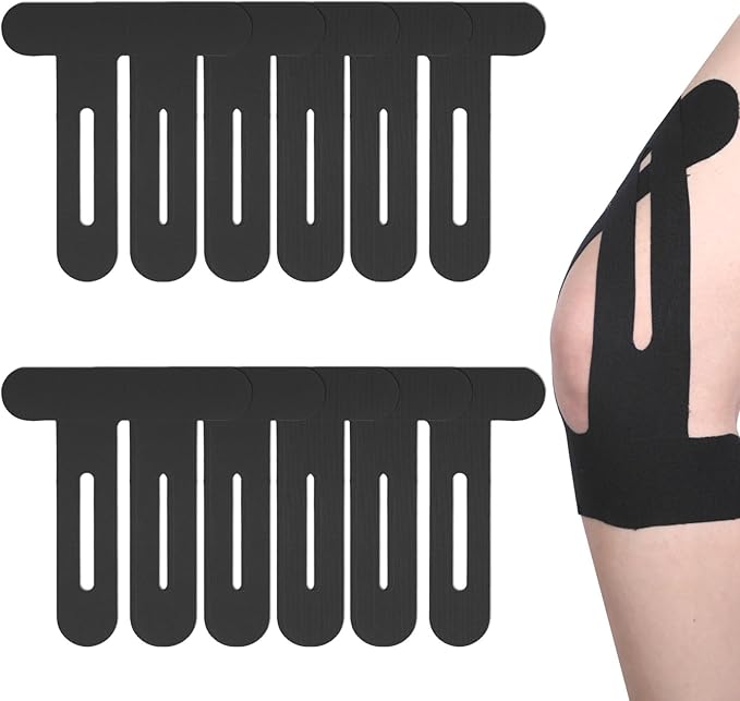 10 Pcs Precut Kinesiology Tape for Knees,Kinesiology Ankle Tape,Waterproof Elastic Knee Kinetic Tape,Breathable Latex-Free Tape for Knee Support and Stability,Pain Relief(Black)