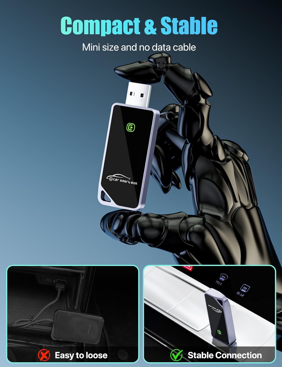 ZIUMIER Wireless CarPlay Adapter, Convert OEM Wired to Wireless CarPlay Dongle, Mini Edition, Plug and Play, No Latency, Compatible with Apple iPhone iOS 10+ & Cars from 2016+