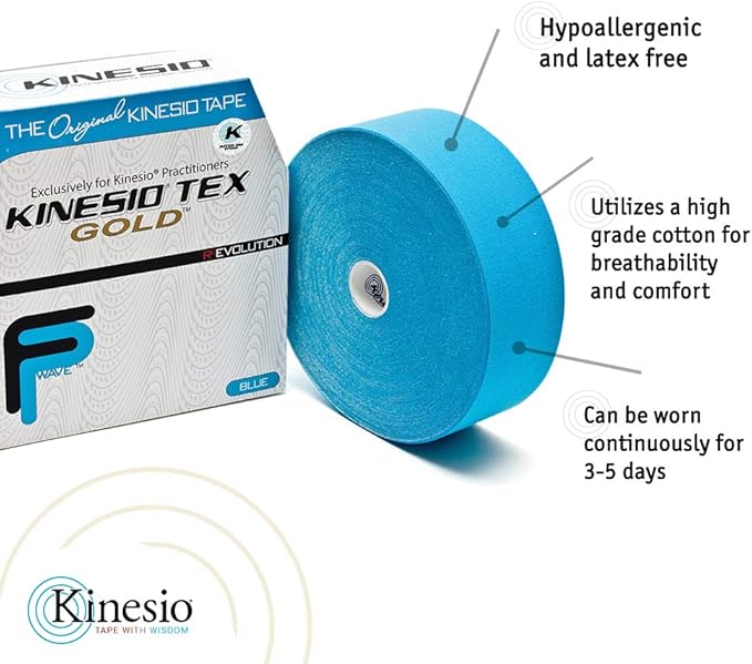 Kinesio Taping - Elastic Therapeutic Athletic Tape Tex Gold FP - Bulk Roll - Blue – 2 in. x 103 ft