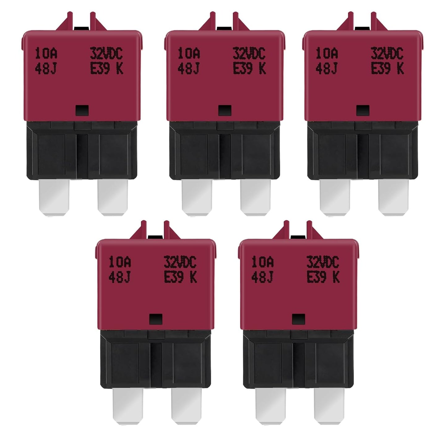 GLOSO Circuit Breaker E39 (T3) Manual Reset Fuse for Car Truck RV Automotive Marine Boat Trolling Motor & Custom Wiring Audio Battery Protection/Low Profile ATC/ATO (10A - 5 Pack)