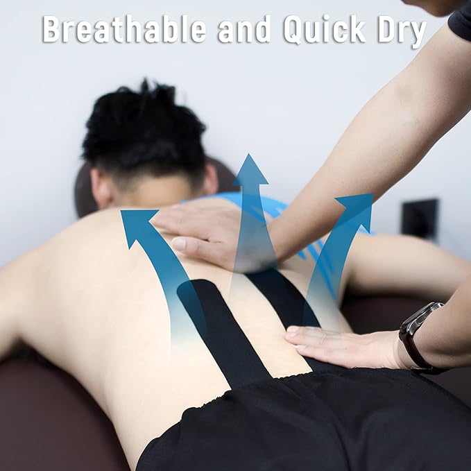 4 Pack Kinesiology Tape for Sports Athletes - 16 FT Waterproof Athletic Tape for The Knee, Elbow and Shoulder Muscles, etc. (Light Blue)