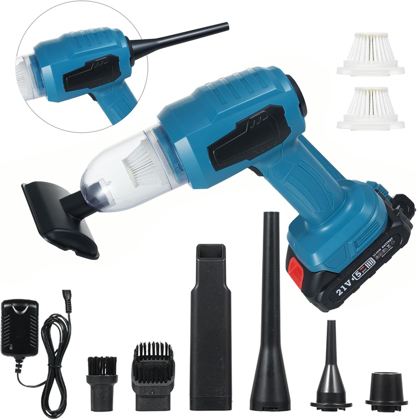 Handheld Car Vacuum, 16000PA 4 in 1 Mini Cordless Vacuum Cleaner and Air Duster with Multi-Nozzles Rechargeable Battery Dual Filter for Home, Car, Office, Pet Hair, Keyboard, Desktop