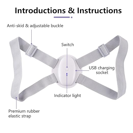 Smart Posture Corrector, Upper Back Brace with Vibration Intelligent Posture Reminder, Posture Trainer for Women/Kids/Men, Prevent Humpback, Help to Keep Right Posture to Develop a Good Habit (Gray)