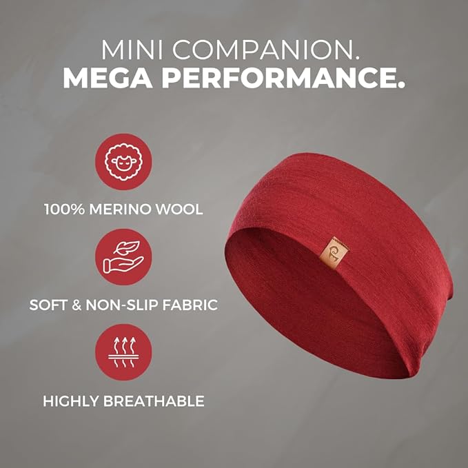 menique Dry Wide Sports Headbands for Women 100% Merino Wool Workout Accessories Wide Yoga Bandana or Scarf Multifunctional Breathable Sweatbands for Running, Cycling, Football, Fitness