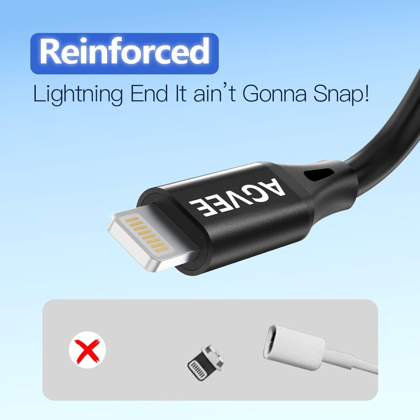 AGVEE 3ft Coiled Short USB to Lightning Charging Cable [MFI Certified] 3A Fast Charger Cord in Car for iPhone 14/13/12/11/XS/8/7/6/5 CarPlay, iPad, iPod, Black