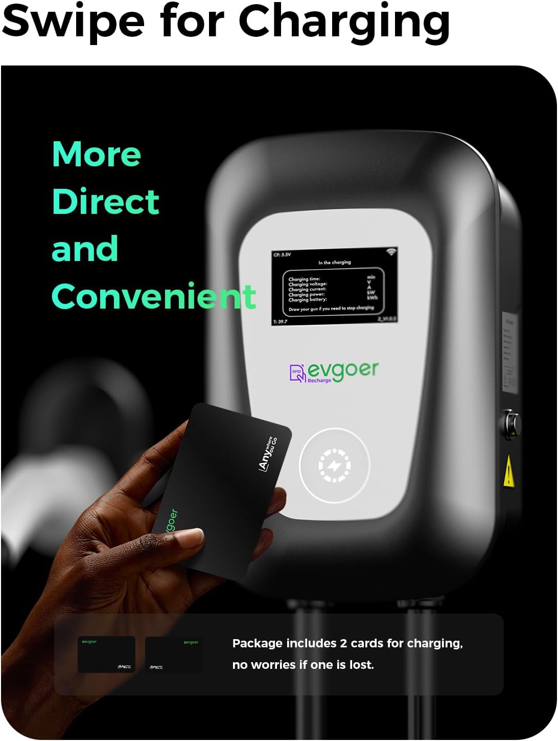 Level 2 EV Charger, 240V 48Amps, Electric Vehicle Charging Station with NEMA 14-60 Plug, ETL/FCC/CE Certified, WiFi Enabled, Adjust Current Schedule Charging RFID for All SAE J1772 EVs