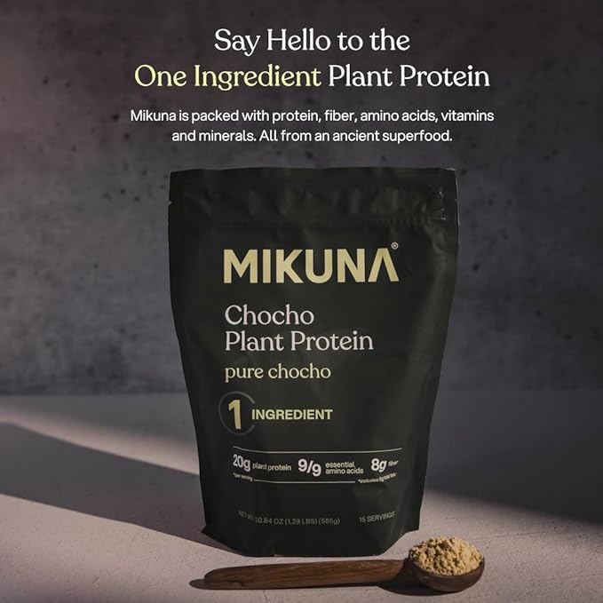 Mikuna Vegan Protein Powder (Pure Chocho, 21 Servings) - Plant Based Chocho Superfood Protein - Dairy Free Protein Powder Packed with Vitamins, Minerals & Fiber - Gluten, Keto & Lectin-Free