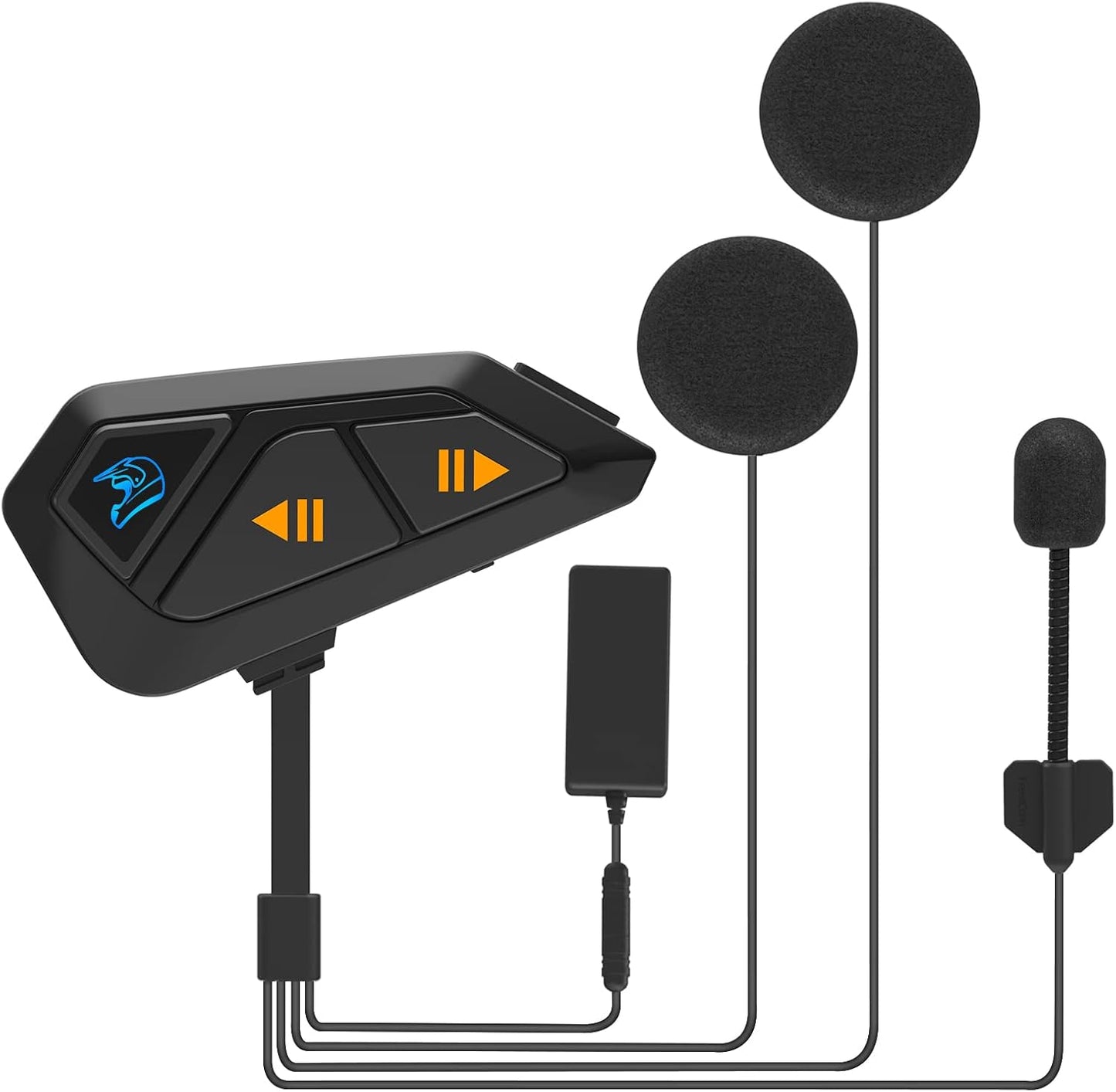 FreedConn FG Motorcycle Helmet Bluetooth Headset, Motorcycle Communication Systems with CVC Noise Cancellation, Stereo Music, 6 Riders 0.75mi/1200m intercom, 19Hrs Intercom, IP65, 1 Pack